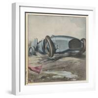 Malcolm Campbell Drives His Bluebird on Daytona Beach-Aldo Molinari-Framed Art Print