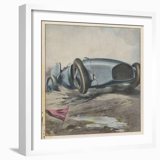 Malcolm Campbell Drives His Bluebird on Daytona Beach-Aldo Molinari-Framed Art Print