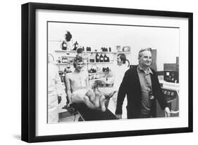 Malcolm Mcdowell and Director Lindsay Anderson During the Filming of O Lucky Man! 1973-null-Framed Photo