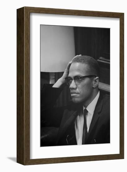 Malcolm X at MLK Press Conference, Washington DC, March, 1964-Marion S Trikosko-Framed Art Print