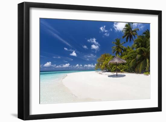 Maldives beach, lagoon and palm trees, The Maldives, Indian Ocean, Asia-Sakis Papadopoulos-Framed Photographic Print