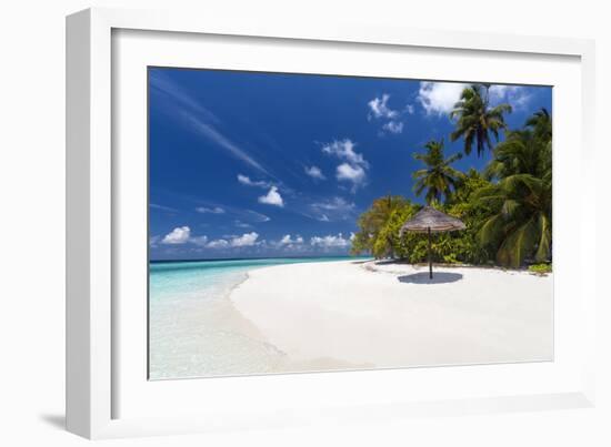 Maldives beach, lagoon and palm trees, The Maldives, Indian Ocean, Asia-Sakis Papadopoulos-Framed Photographic Print