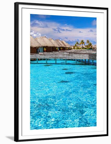 Maldives Bungalows &Blue Water-null-Framed Premium Giclee Print