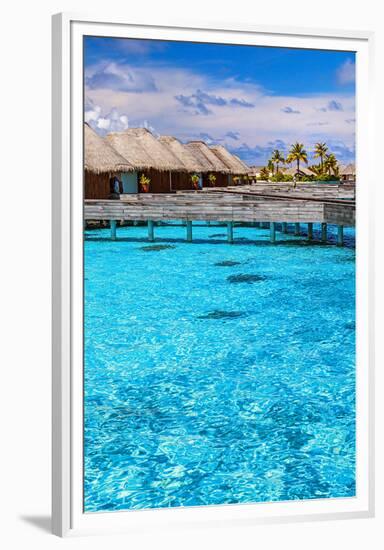 Maldives Bungalows &Blue Water-null-Framed Premium Giclee Print