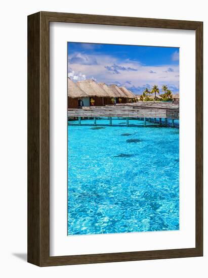 Maldives Bungalows &Blue Water-null-Framed Art Print