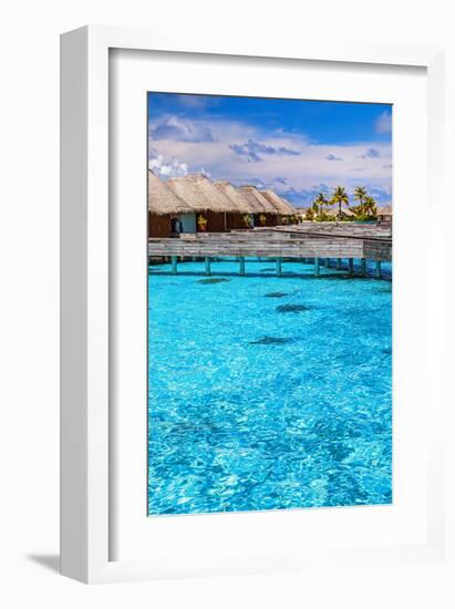 Maldives Bungalows &Blue Water-null-Framed Art Print