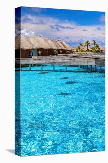 Maldives Bungalows &Blue Water-null-Stretched Canvas