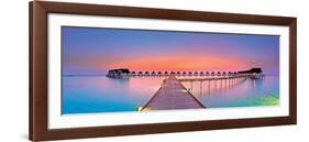 Maldives Bungalows Sunset Panorama-null-Framed Art Print