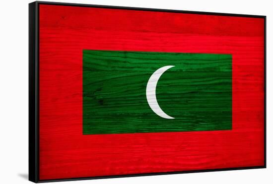 Maldives Flag Design with Wood Patterning - Flags of the World Series-Philippe Hugonnard-Framed Stretched Canvas