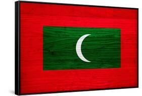 Maldives Flag Design with Wood Patterning - Flags of the World Series-Philippe Hugonnard-Framed Stretched Canvas
