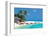 Maldives Island Beach & Boats-null-Framed Art Print