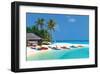 Maldives Island Beach & Boats-null-Framed Art Print