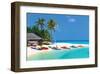 Maldives Island Beach & Boats-null-Framed Art Print