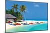 Maldives Island Beach & Boats-null-Mounted Art Print