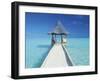 Maldives, Pier and Ocean-Peter Adams-Framed Premium Photographic Print