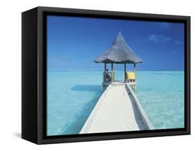 Maldives, Pier and Ocean-Peter Adams-Framed Stretched Canvas