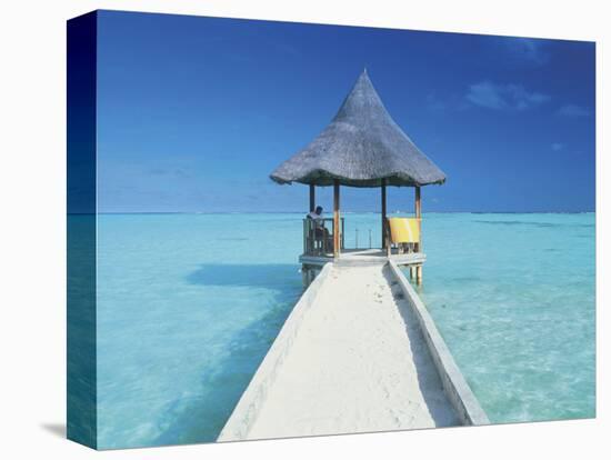 Maldives, Pier and Ocean-Peter Adams-Stretched Canvas