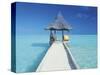 Maldives, Pier and Ocean-Peter Adams-Stretched Canvas
