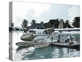 Maldives, Seaplane at Resort-Michele Falzone-Stretched Canvas