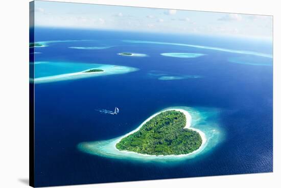 Maldivian Heart Shape Island-null-Stretched Canvas