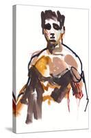 Male, 2022, (mixed media on paper)-Mark Adlington-Stretched Canvas