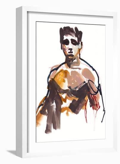 Male, 2022, (mixed media on paper)-Mark Adlington-Framed Giclee Print