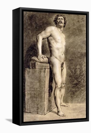 Male Academy Figure, Probably Polonais, Standing, 1821-Eugene Delacroix-Framed Stretched Canvas