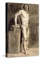 Male Academy Figure, Probably Polonais, Standing, 1821-Eugene Delacroix-Stretched Canvas