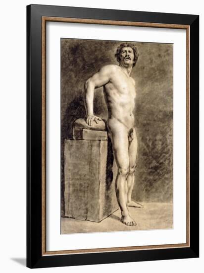 Male Academy Figure, Probably Polonais, Standing, 1821-Eugene Delacroix-Framed Giclee Print