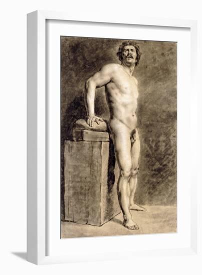 Male Academy Figure, Probably Polonais, Standing, 1821-Eugene Delacroix-Framed Giclee Print