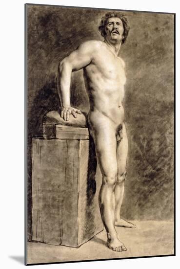 Male Academy Figure, Probably Polonais, Standing, 1821-Eugene Delacroix-Mounted Giclee Print