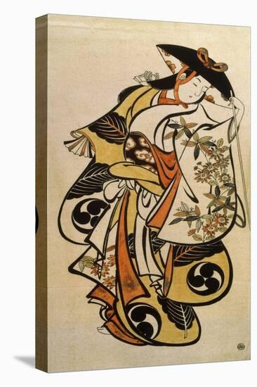 Male Actor Playing a Woman, C1704-C1711-Torii Kiyonobu I-Stretched Canvas