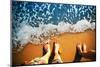 Male and Female Feet are Standing on the Sandy Beach-Nomad Soul-Mounted Photographic Print