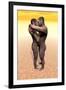 Male and Female Homo Erectus Hugging in the Desert-null-Framed Art Print