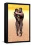 Male and Female Homo Erectus Hugging in the Desert-null-Framed Stretched Canvas