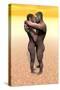 Male and Female Homo Erectus Hugging in the Desert-null-Stretched Canvas