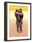 Male and Female Homo Erectus Hugging in the Desert-null-Framed Art Print