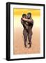 Male and Female Homo Erectus Hugging in the Desert-null-Framed Art Print