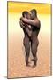 Male and Female Homo Erectus Hugging in the Desert-null-Mounted Art Print