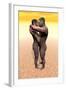 Male and Female Homo Erectus Hugging in the Desert-null-Framed Art Print