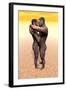 Male and Female Homo Erectus Hugging in the Desert-null-Framed Art Print