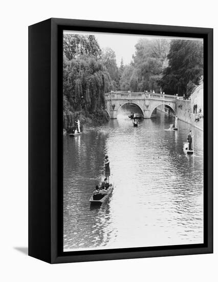 Male and Female Students Punting at Cambridge on the River Cam-Henry Grant-Framed Stretched Canvas