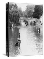Male and Female Students Punting at Cambridge on the River Cam-Henry Grant-Stretched Canvas