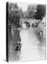 Male and Female Students Punting at Cambridge on the River Cam-Henry Grant-Stretched Canvas