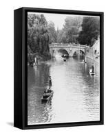 Male and Female Students Punting at Cambridge on the River Cam-Henry Grant-Framed Stretched Canvas