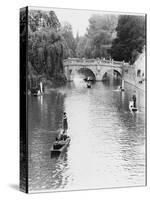 Male and Female Students Punting at Cambridge on the River Cam-Henry Grant-Stretched Canvas