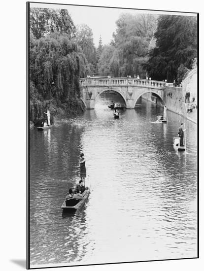Male and Female Students Punting at Cambridge on the River Cam-Henry Grant-Mounted Photographic Print