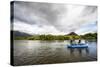 Male Angler and Fly Fishing Guide Float the Rio Grande River in Patagonia, Argentina-Matt Jones-Stretched Canvas