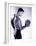 Male Bodybuilder Curling a Dumbbell-null-Framed Photographic Print