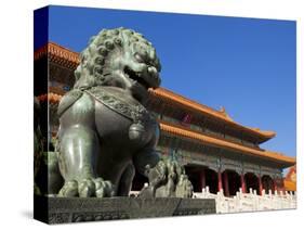 Male Bronze Lion, Gate of Supreme Harmony, Outer Court, Forbidden City, Beijing, China, Asia-Neale Clark-Stretched Canvas